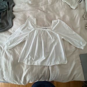 J crew square neck white blouse